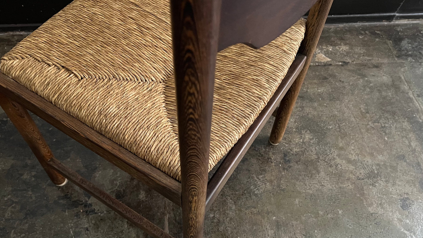 Wenge Wood and Rush Chairs attributed to Martin Visser (set of 6)
