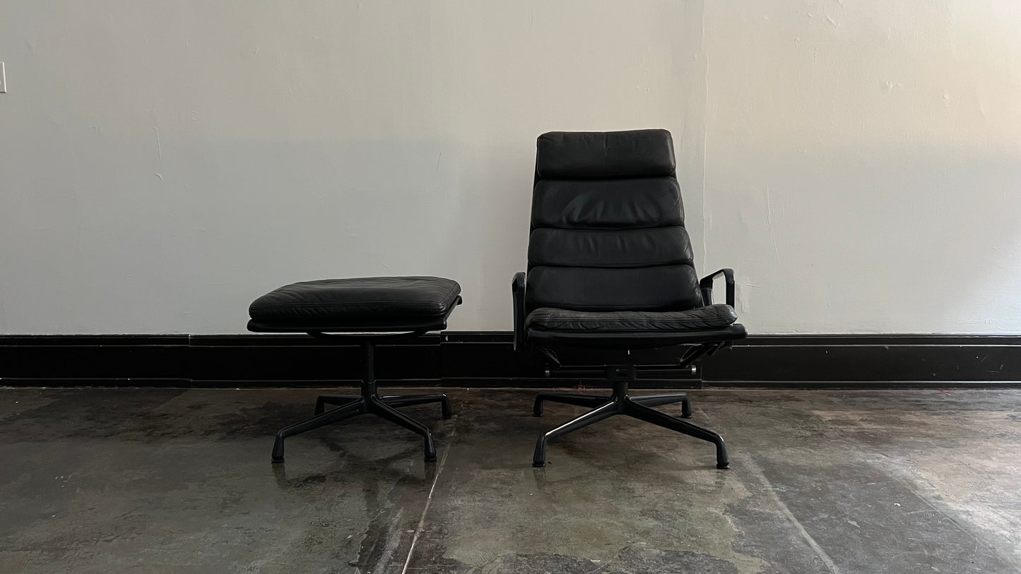 Soft Pad Lounge Chair with Ottoman by Ray and Charles Eames for Herman Miller