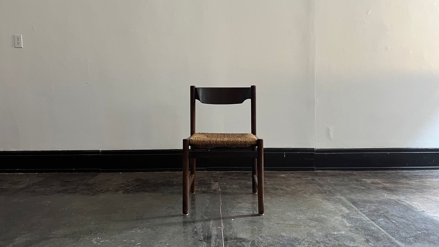 Wenge Wood and Rush Chairs attributed to Martin Visser (set of 6)