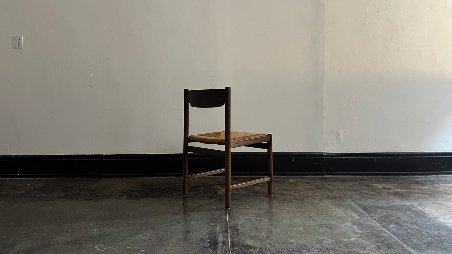 Wenge Wood and Rush Chairs attributed to Martin Visser (set of 6)